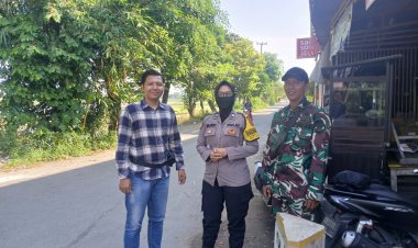 Bhabinkamtibmas dan Babinsa Serang Kecamatan Klangenan Kabupaten Cirebon Bersinergi Beri Himbauan Kamtibmas